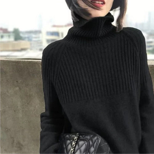 Cashmere Turtleneck Sweater with Lightweight Warmth and Ribbed Cuffs, Relaxed Fit Valideals Outlet