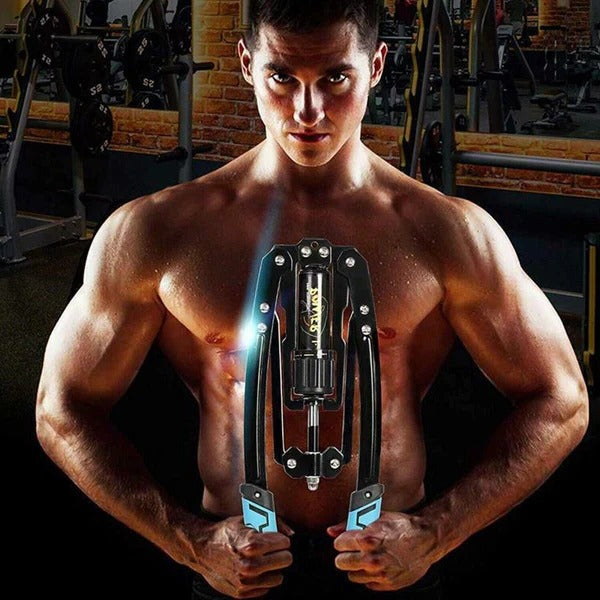 Adjustable Chest Exerciser with Hydraulic Resistance and Textured Grip Handles Valideals Outlet