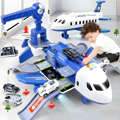 Airplane Playset with Friction-Powered Plane and Sliding Cargo Cabin, 20-Piece XL Set Valideals Outlet