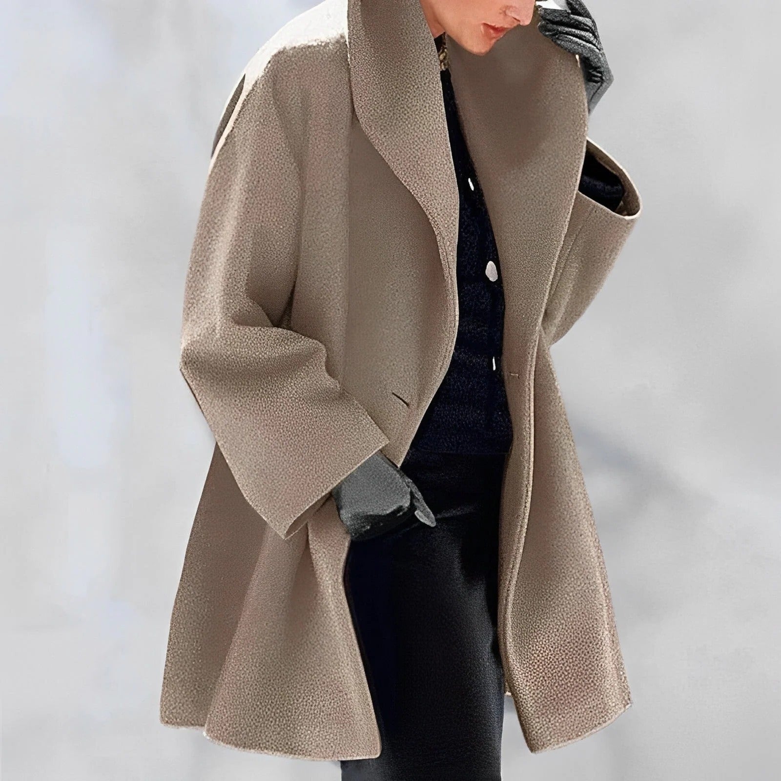 Wool Coat with Belted Waist and Mid-Thigh Length, Fully Lined Wrinkle-Resistant Finish Valideals Outlet
