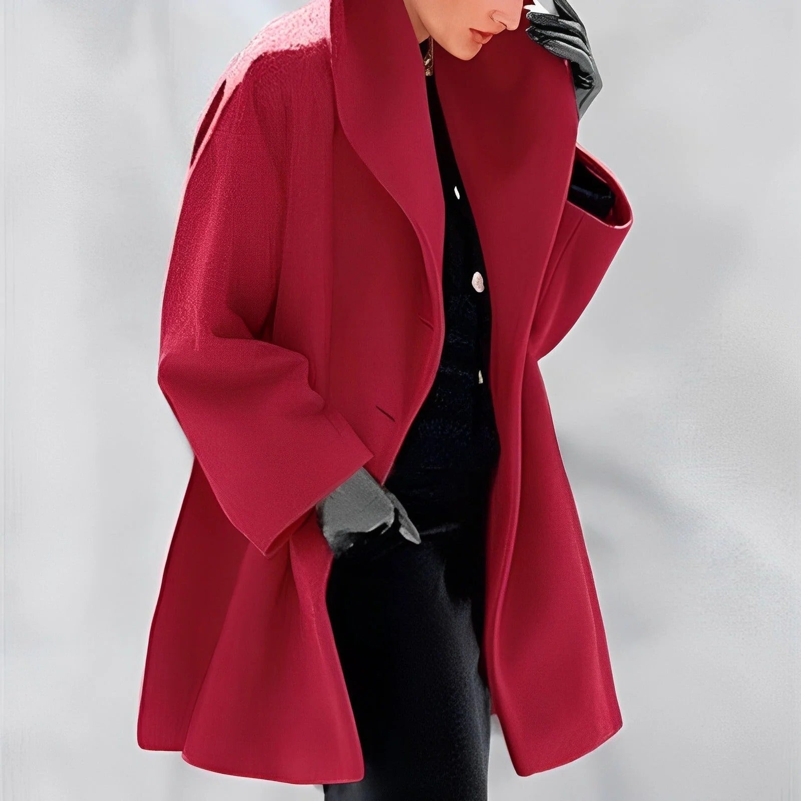 Wool Coat with Belted Waist and Mid-Thigh Length, Fully Lined Wrinkle-Resistant Finish Valideals Outlet