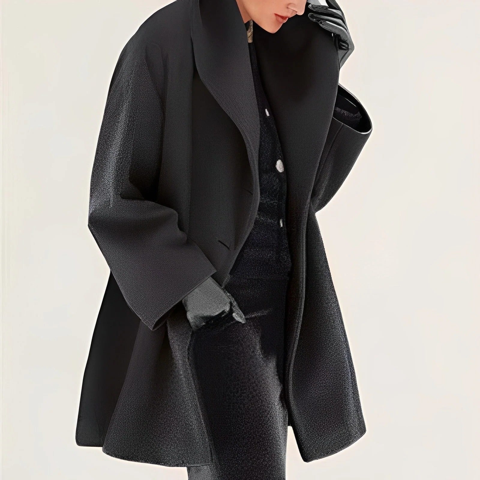 Wool Coat with Belted Waist and Mid-Thigh Length, Fully Lined Wrinkle-Resistant Finish Valideals Outlet