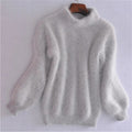 Loose Knit Sweater with Ribbed Hem and Drop Shoulder, Lightweight Angora Blend for Women Valideals Outlet