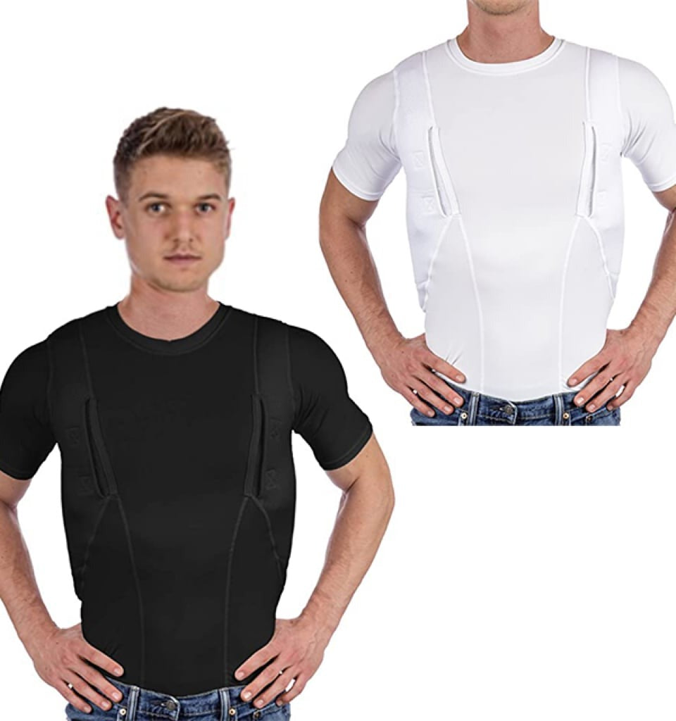 Concealed Carry Shirt with Ambidextrous Holsters and Padded Mesh, 19cm Pocket Depth Valideals Outlet