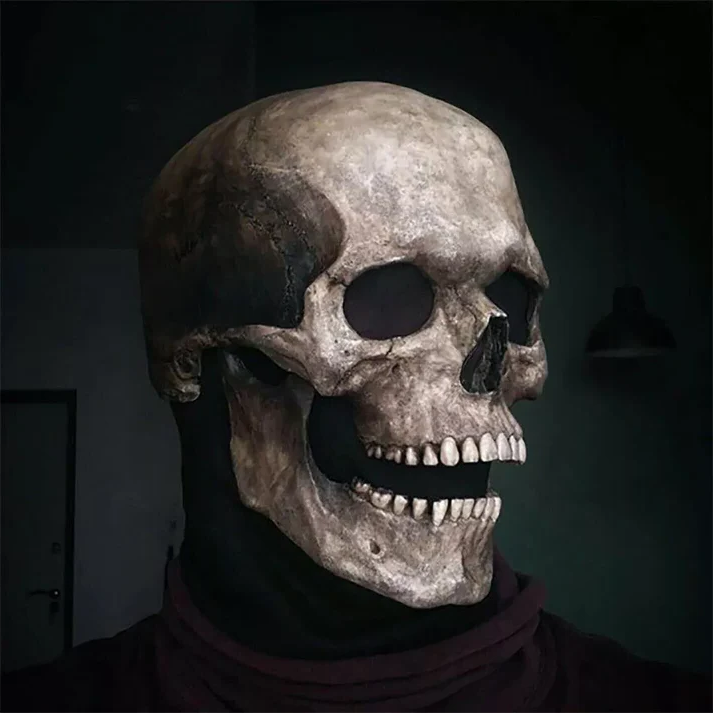 Skull Mask with Movable Lower Jaw and Full Head Coverage, Soft Latex Valideals Outlet