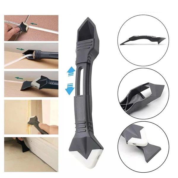 Caulk Remover Tool with Stainless Steel Blade and Ergonomic Grip, Triangular Smoothing Pad Valideals Outlet
