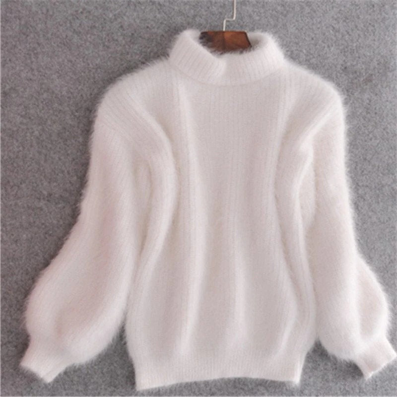 Loose Knit Sweater with Ribbed Hem and Drop Shoulder, Lightweight Angora Blend for Women Valideals Outlet