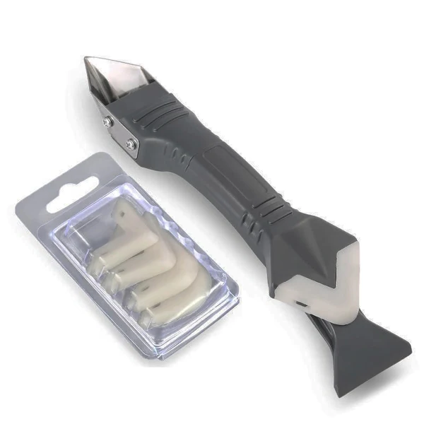 Caulk Remover Tool with Stainless Steel Blade and Ergonomic Grip, Triangular Smoothing Pad Valideals Outlet