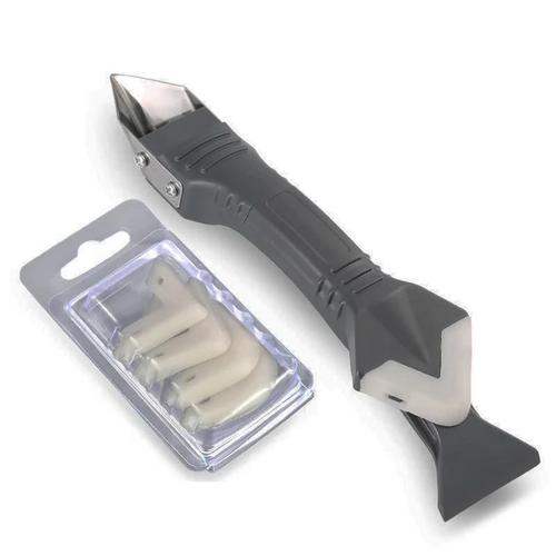 Caulk Remover Tool with Stainless Steel Blade and Ergonomic Grip, Triangular Smoothing Pad Valideals Outlet