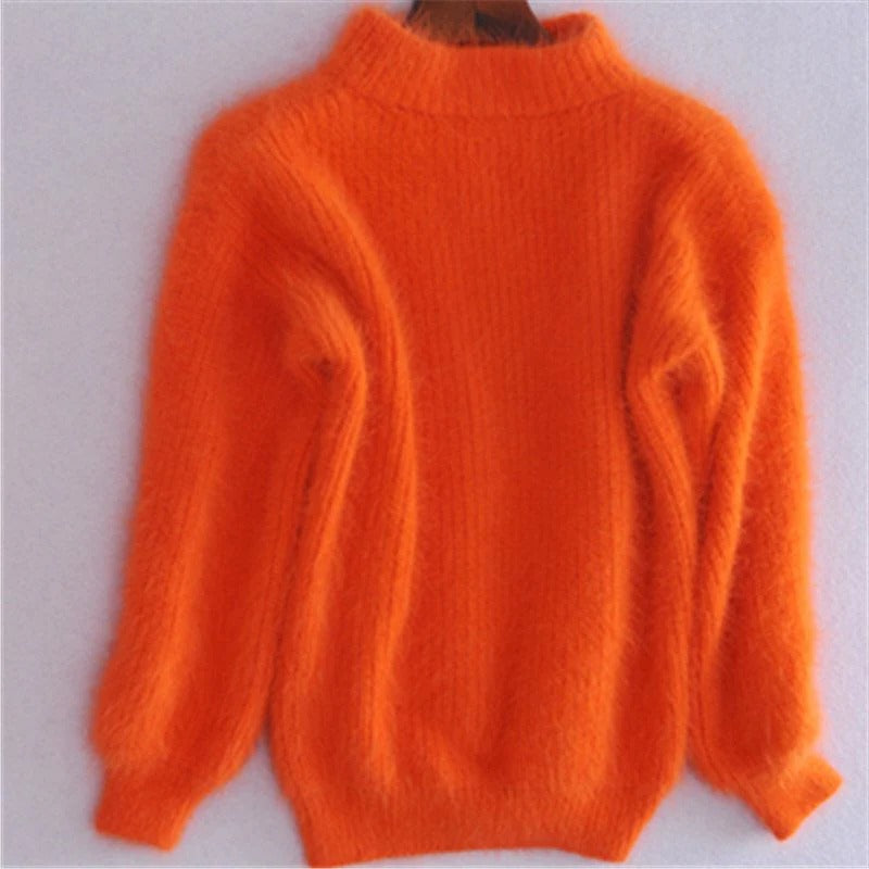 Loose Knit Sweater with Ribbed Hem and Drop Shoulder, Lightweight Angora Blend for Women Valideals Outlet