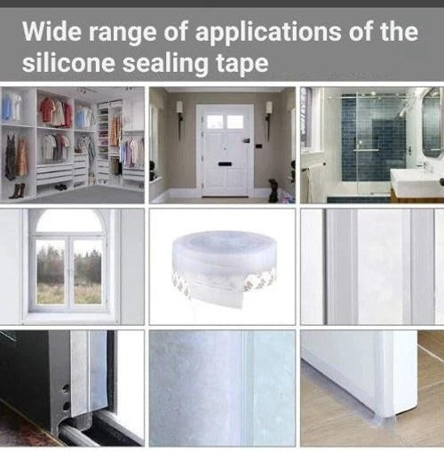 Door Draft Seal Strip with Peel-and-Stick Backing and Clear Flex, 5m Length 0.98in Wide Valideals Outlet