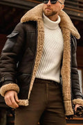 Sheepskin Jacket with Plush Lining and Full Zip, Men's Sizes S-5XL Valideals Outlet
