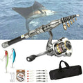 Telescopic Fishing Rod Kit with Carbon Fiber Pole and Spinning Reel, Nylon Carry Bag Valideals Outlet