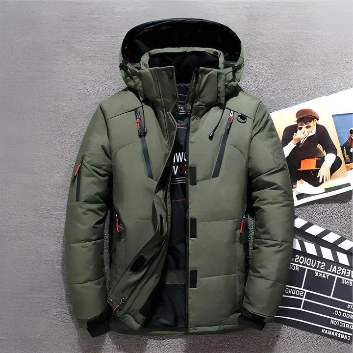 Insulated Winter Jacket with Adjustable Hood and Water-Repellent Shell, Zippered Pockets Valideals Outlet