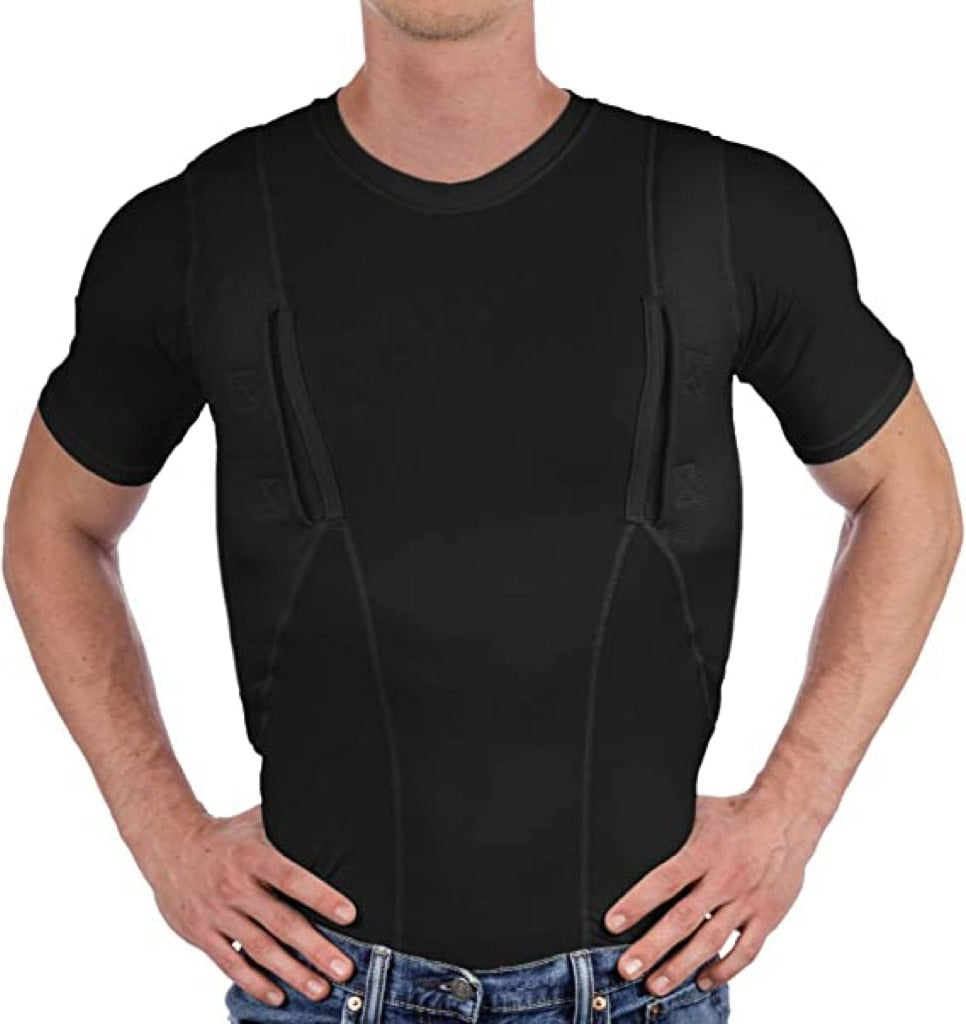 Concealed Carry Shirt with Ambidextrous Holsters and Padded Mesh, 19cm Pocket Depth Valideals Outlet