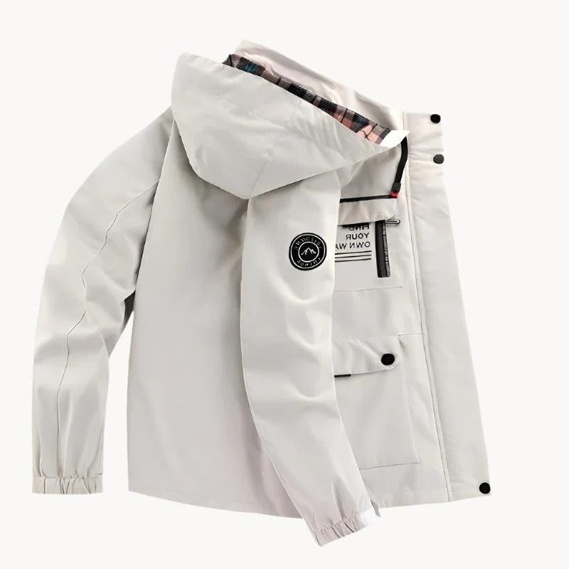 Men's Waterproof Jacket with Removable Packable Hood and Breathable Liner, Windproof Valideals Outlet