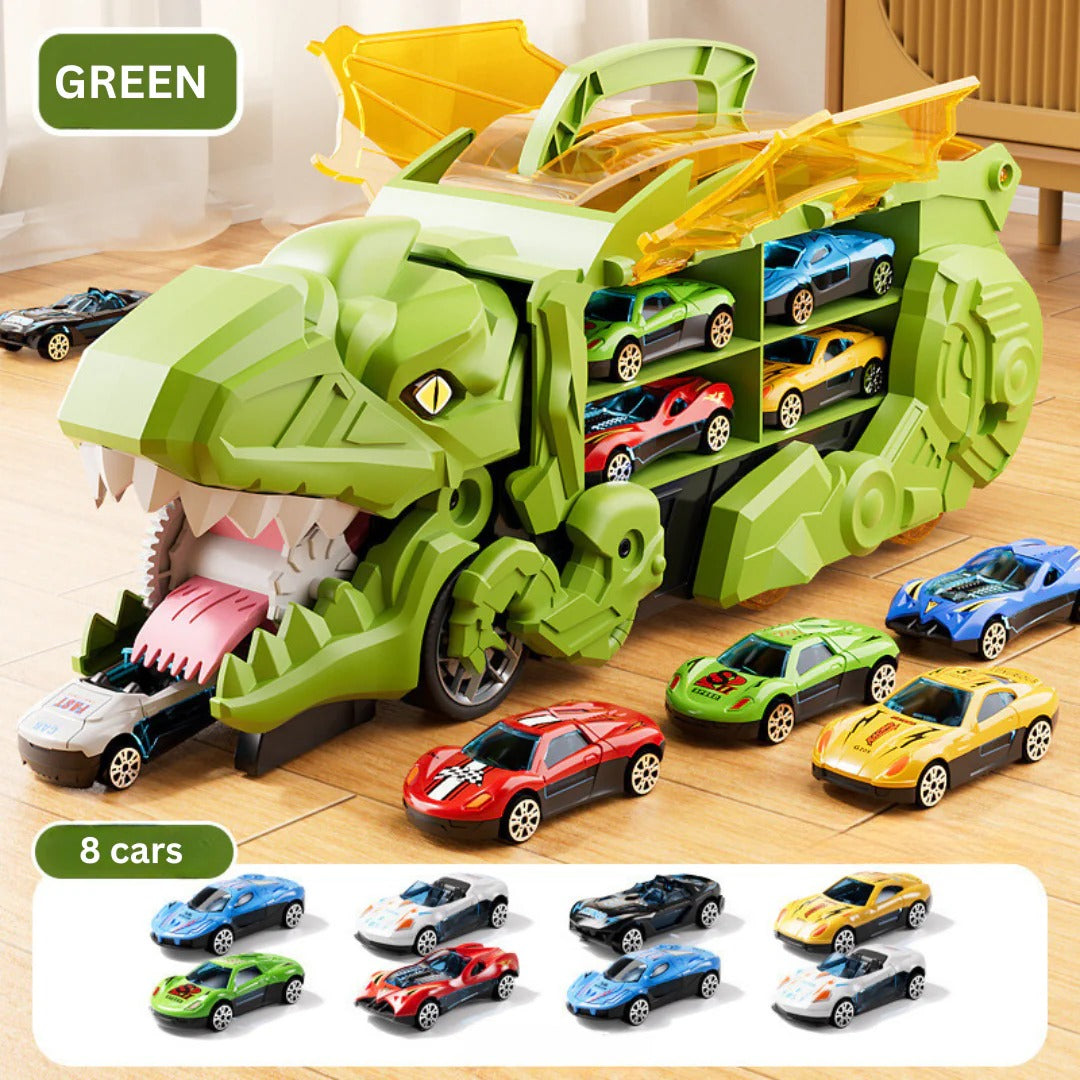 Toddler Car Playset with Hidden Storage and Dual Racing Tracks, Converts to Dinosaur Truck Valideals Outlet