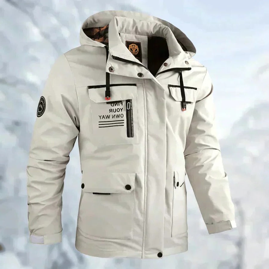 Men's Waterproof Jacket with Removable Packable Hood and Breathable Liner, Windproof Valideals Outlet