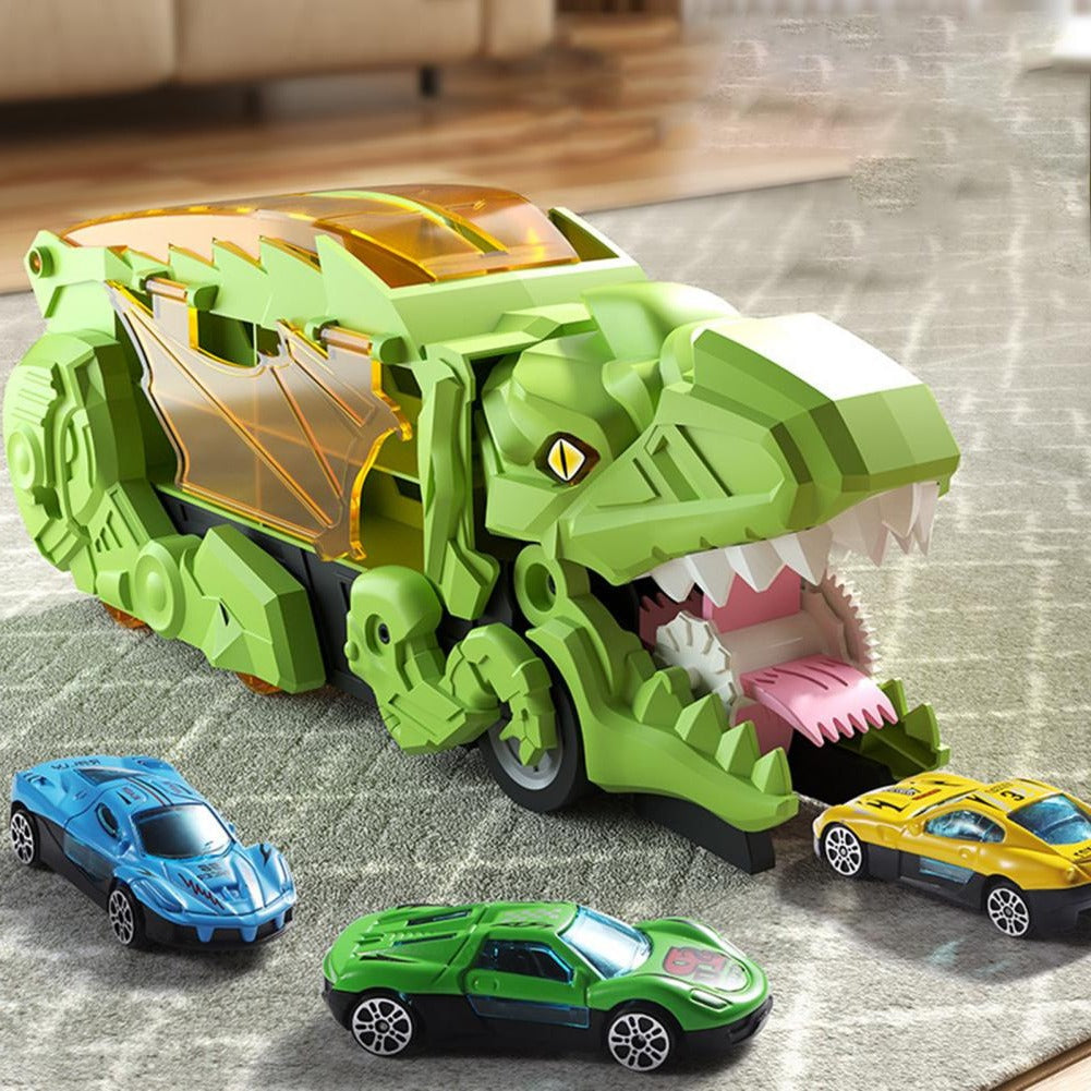 Toddler Car Playset with Hidden Storage and Dual Racing Tracks, Converts to Dinosaur Truck Valideals Outlet