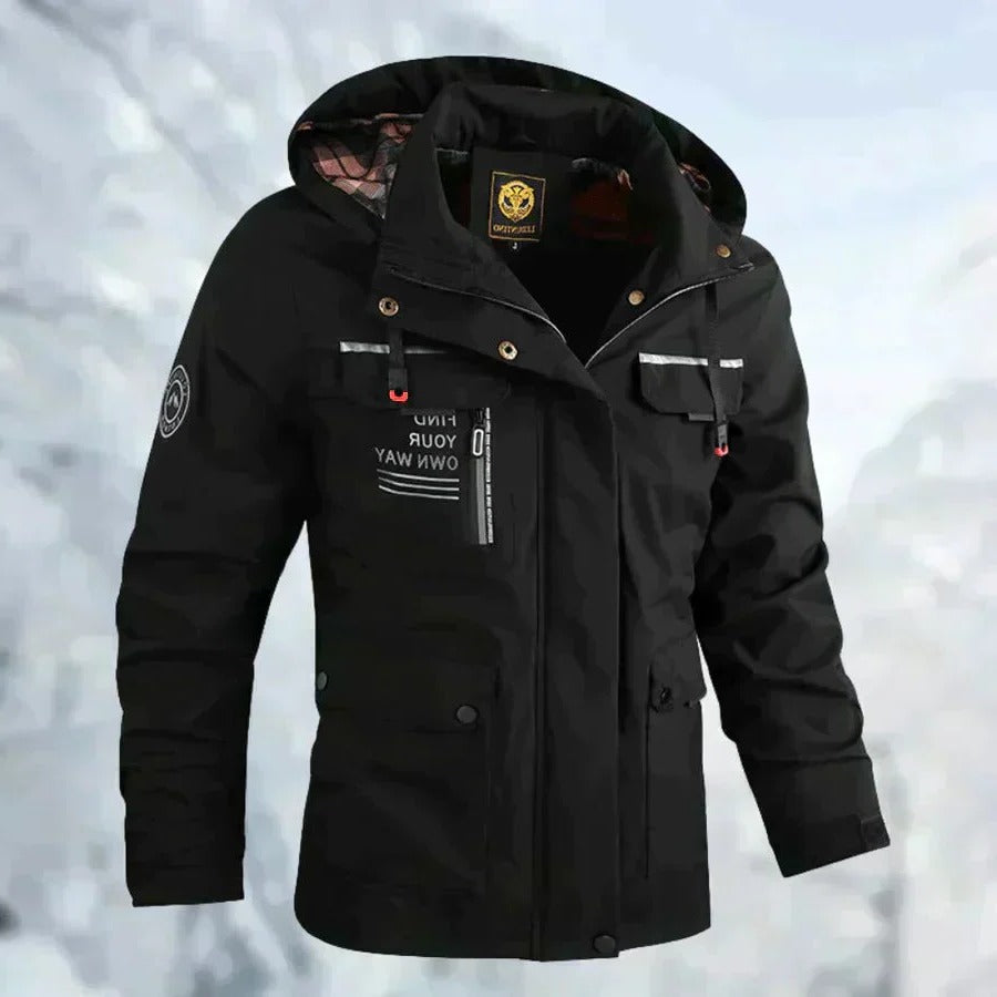 Men's Waterproof Jacket with Removable Packable Hood and Breathable Liner, Windproof Valideals Outlet