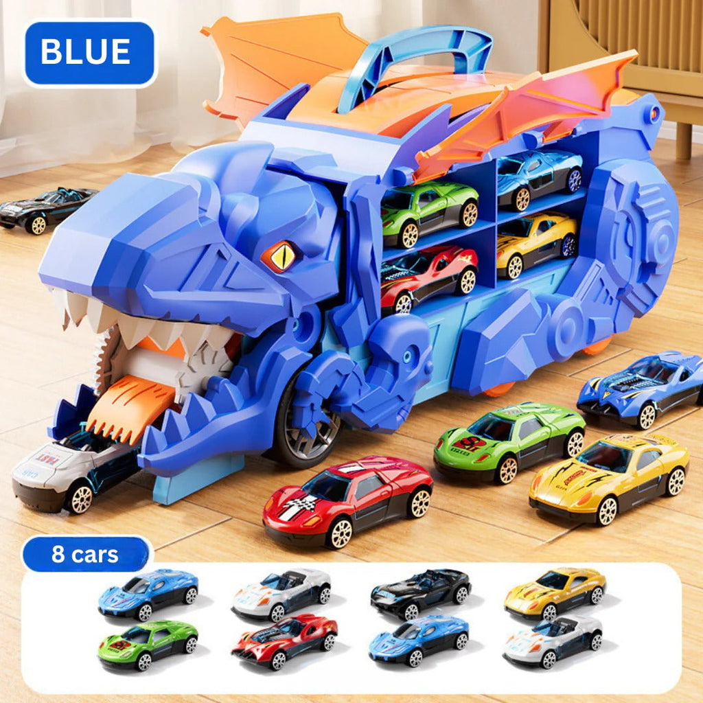 Toddler Car Playset with Hidden Storage and Dual Racing Tracks, Converts to Dinosaur Truck Valideals Outlet