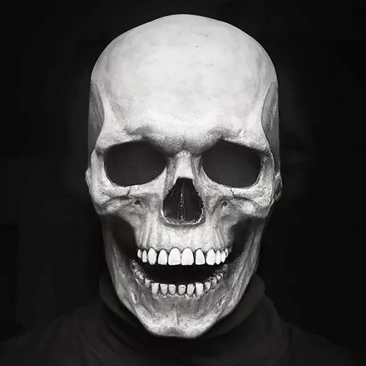 Skull Mask with Movable Lower Jaw and Full Head Coverage, Soft Latex Valideals Outlet