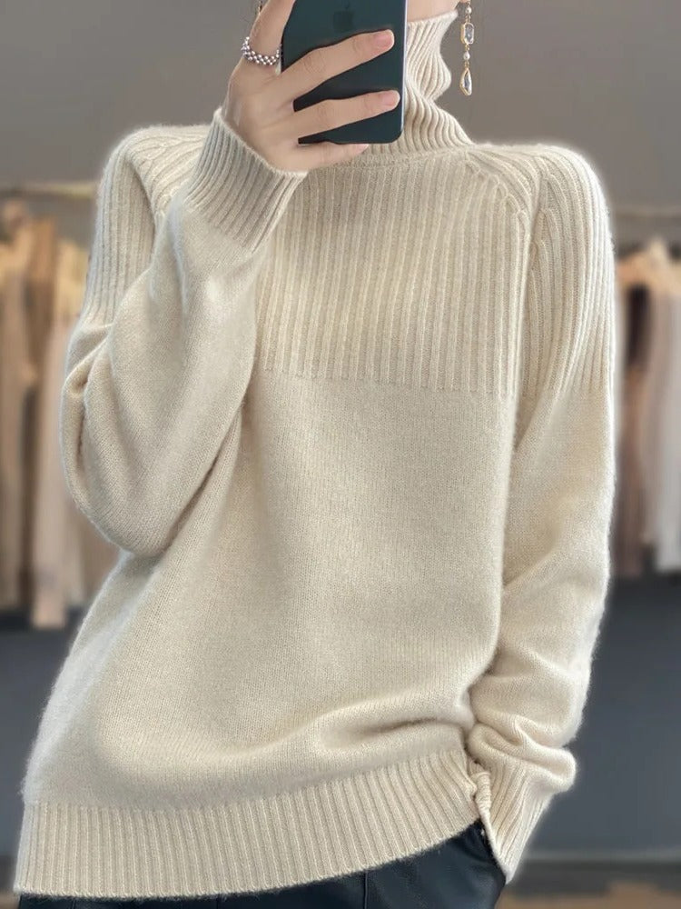 Cashmere Turtleneck Sweater with Lightweight Warmth and Ribbed Cuffs, Relaxed Fit Valideals Outlet