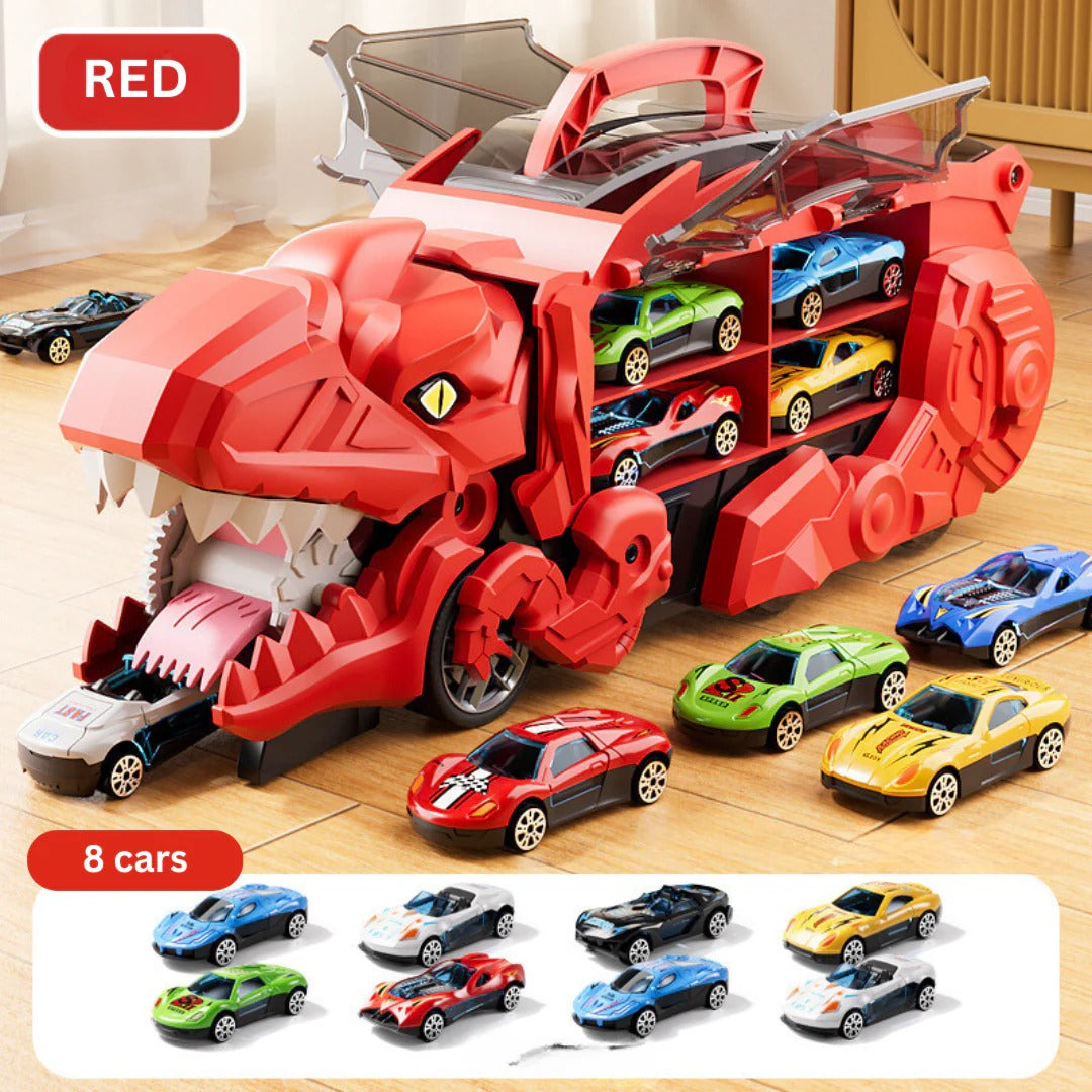 Toddler Car Playset with Hidden Storage and Dual Racing Tracks, Converts to Dinosaur Truck Valideals Outlet