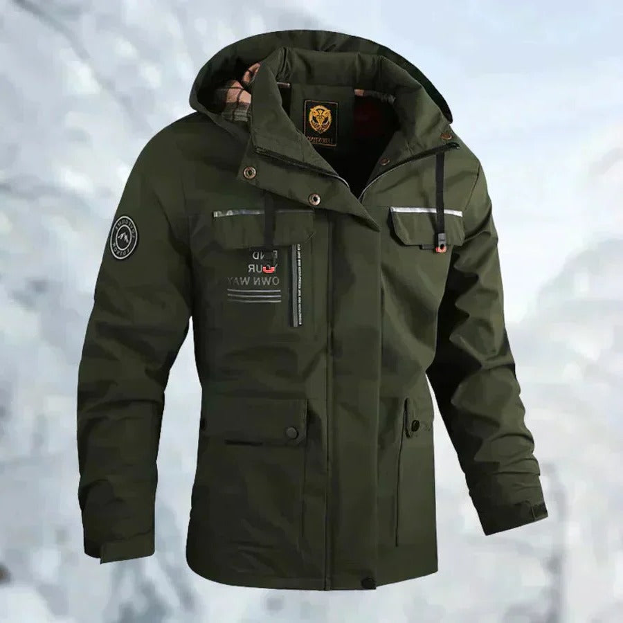 Men's Waterproof Jacket with Removable Packable Hood and Breathable Liner, Windproof Valideals Outlet
