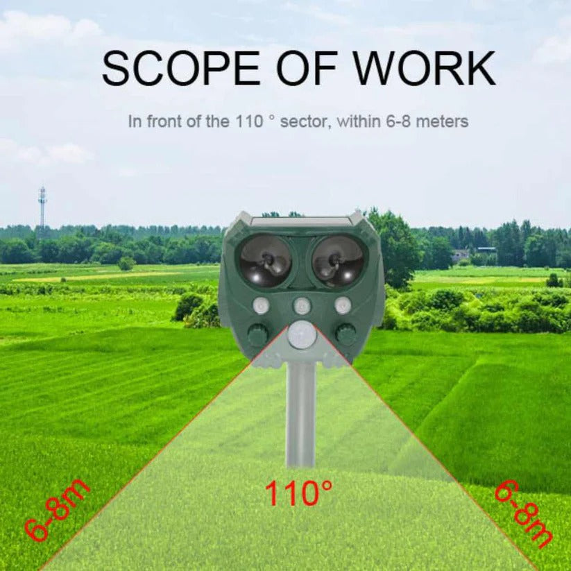 Ultrasonic Cat Repellent with Solar Charging and Motion Sensor, 26ft 110° Coverage Valideals Outlet
