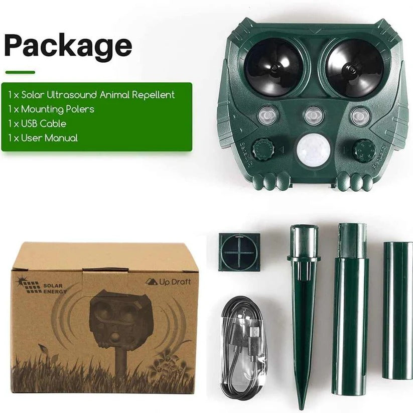 Ultrasonic Cat Repellent with Solar Charging and Motion Sensor, 26ft 110° Coverage Valideals Outlet