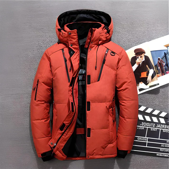 Insulated Winter Jacket with Adjustable Hood and Water-Repellent Shell, Zippered Pockets Valideals Outlet