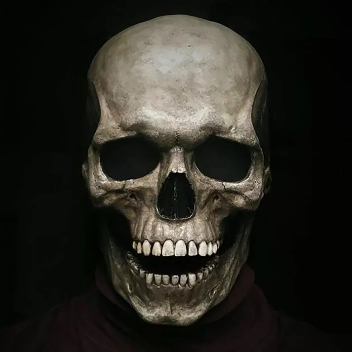 Skull Mask with Movable Lower Jaw and Full Head Coverage, Soft Latex Valideals Outlet