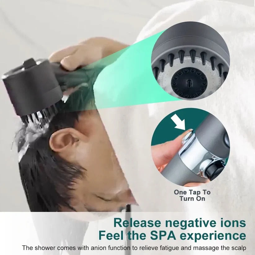 Pressure Boosting Shower Head with 9-Layer Filter and Push-Button Pause, Water Saving Valideals Outlet