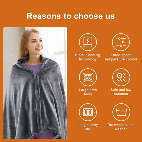 Heated Shawl with Instant Heating and Machine Washable Cover, USB Power Valideals Outlet