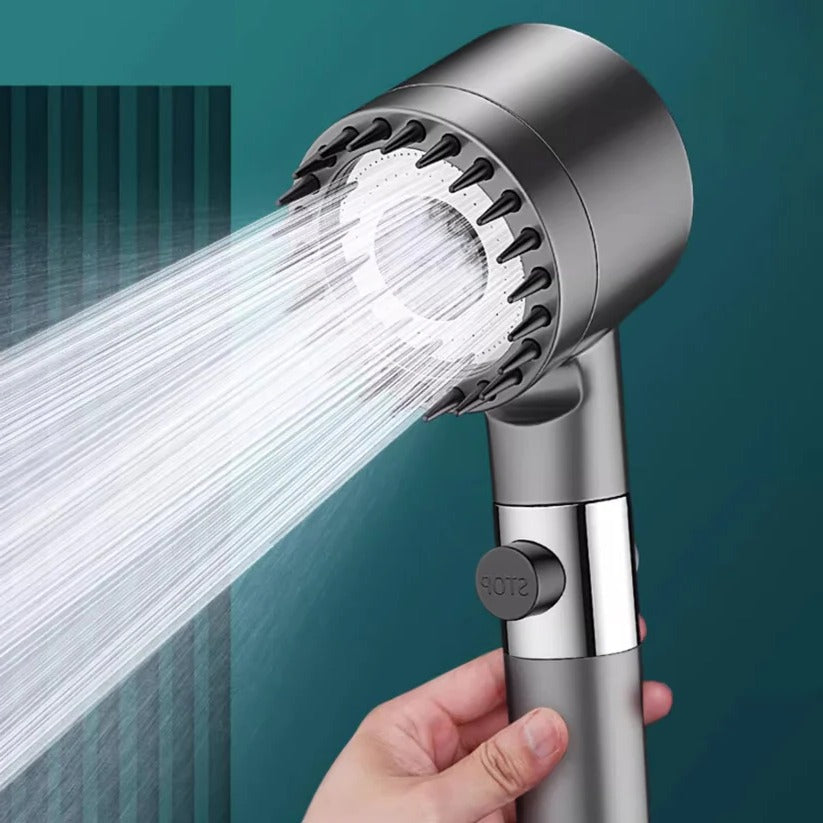 Pressure Boosting Shower Head with 9-Layer Filter and Push-Button Pause, Water Saving Valideals Outlet