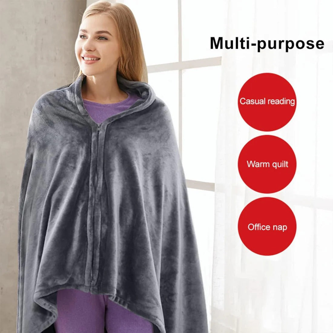 Heated Shawl with Instant Heating and Machine Washable Cover, USB Power Valideals Outlet