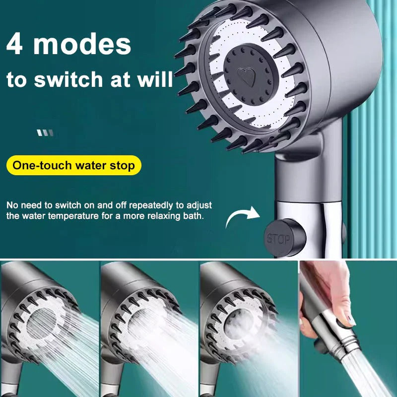 Pressure Boosting Shower Head with 9-Layer Filter and Push-Button Pause, Water Saving Valideals Outlet