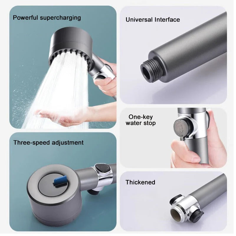 Pressure Boosting Shower Head with 9-Layer Filter and Push-Button Pause, Water Saving Valideals Outlet