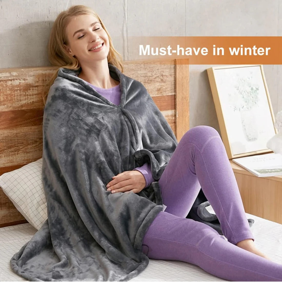 Heated Shawl with Instant Heating and Machine Washable Cover, USB Power Valideals Outlet