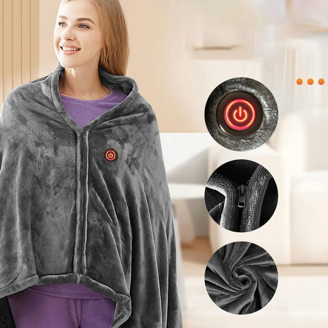 Heated Shawl with Instant Heating and Machine Washable Cover, USB Power Valideals Outlet