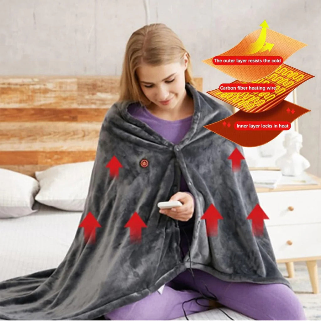Heated Shawl with Instant Heating and Machine Washable Cover, USB Power Valideals Outlet