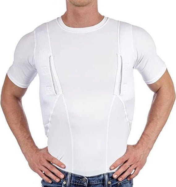 Concealed Carry Shirt with Ambidextrous Holsters and Padded Mesh, 19cm Pocket Depth Valideals Outlet