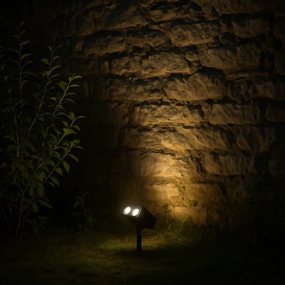 Solar Spotlight with Adjustable Zoom and RGB Lighting, 2200mAh Battery Valideals Outlet