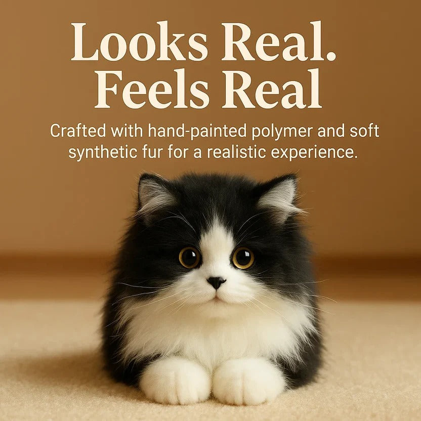 Handcrafted Black and White Plush Cat with Realistic Details Valideals Outlet