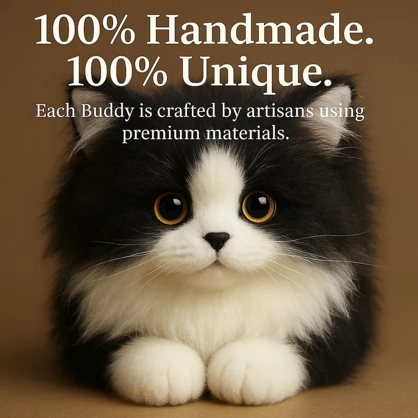 Handcrafted Black and White Plush Cat with Realistic Details Valideals Outlet