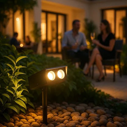 Solar Spotlight with Adjustable Zoom and RGB Lighting, 2200mAh Battery Valideals Outlet