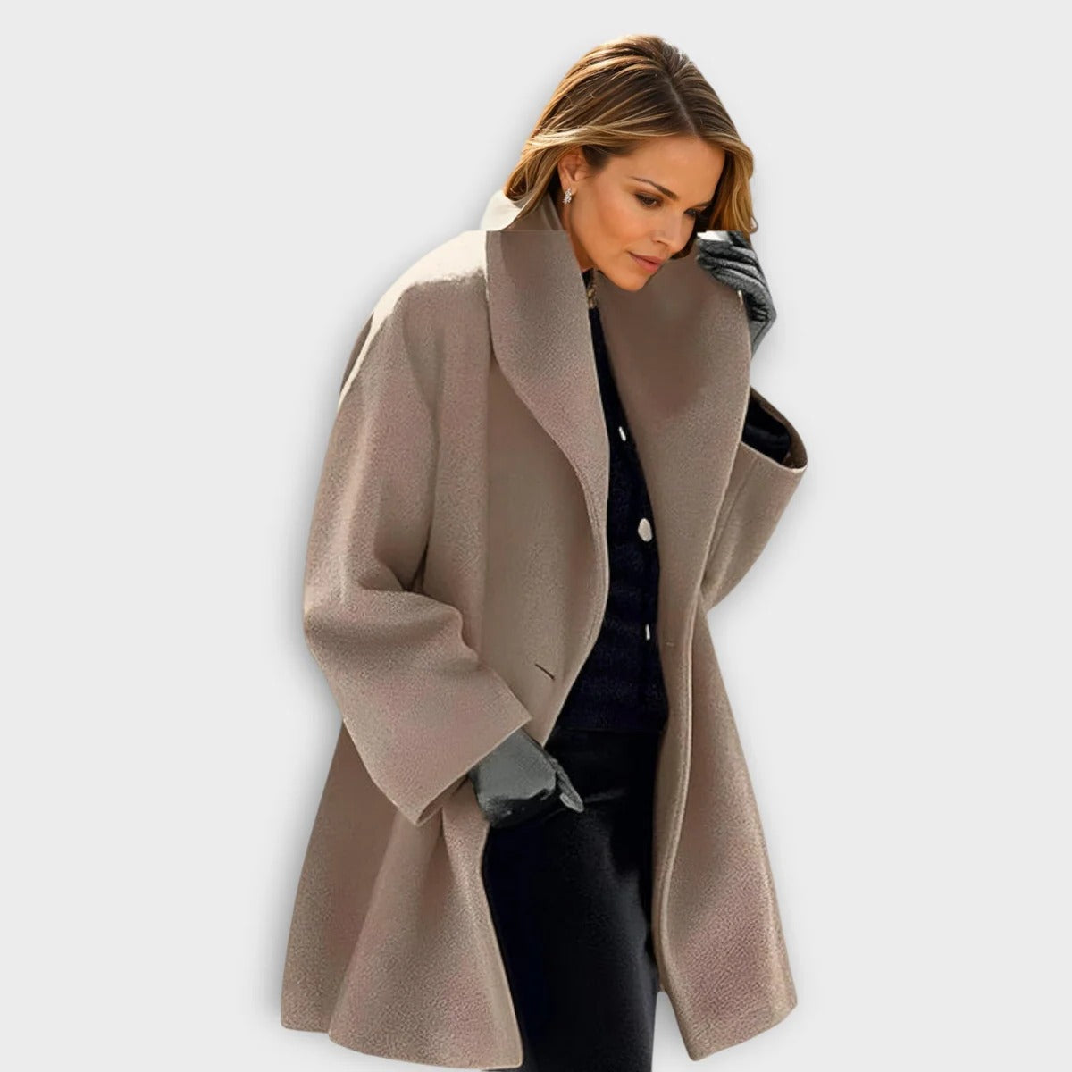 Women's Wool Coat with Windproof Outer and Soft Lining, Midlength Tailored Fit Valideals Outlet