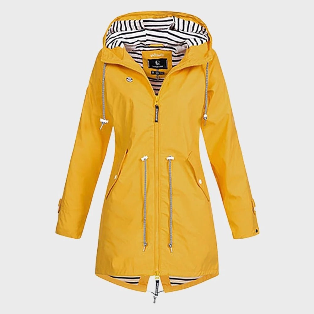 Women's Long Hooded Rain Jacket with Breathable Lining and Adjustable Hood, Waterproof Valideals Outlet