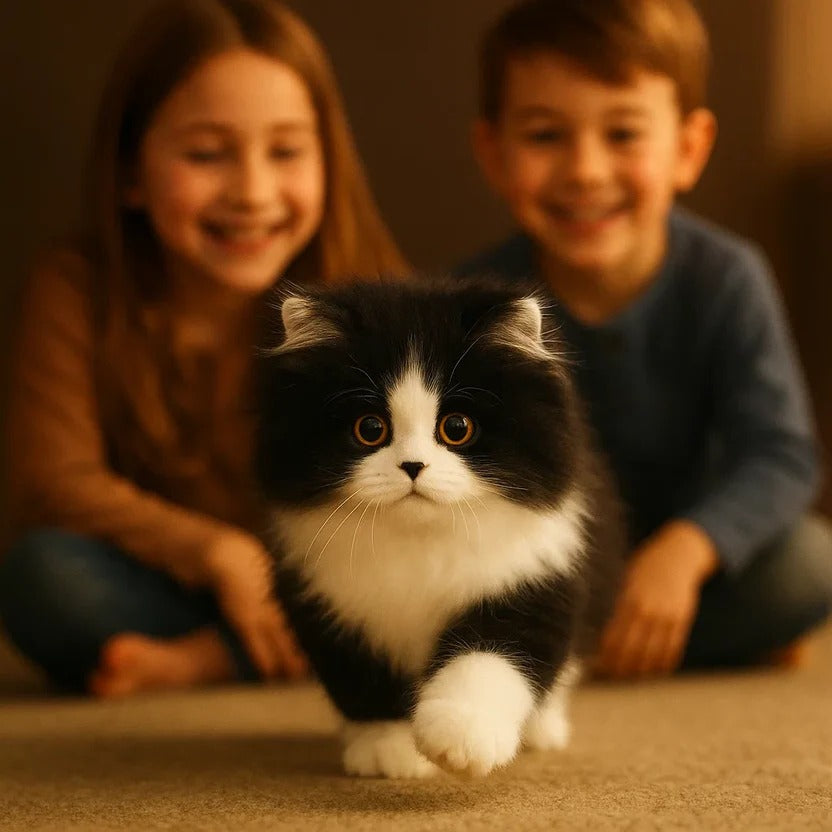 Handcrafted Black and White Plush Cat with Realistic Details Valideals Outlet